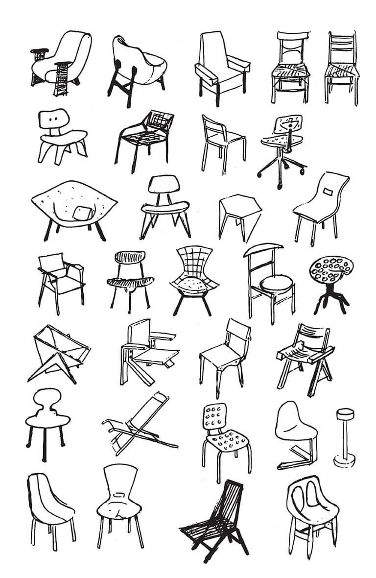 多種椅子設計草圖-2